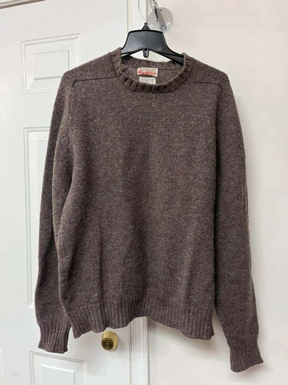 Vintage Alan Paine Sweater Mens XL Brown Shetland Wool Knit Crewneck England 60s